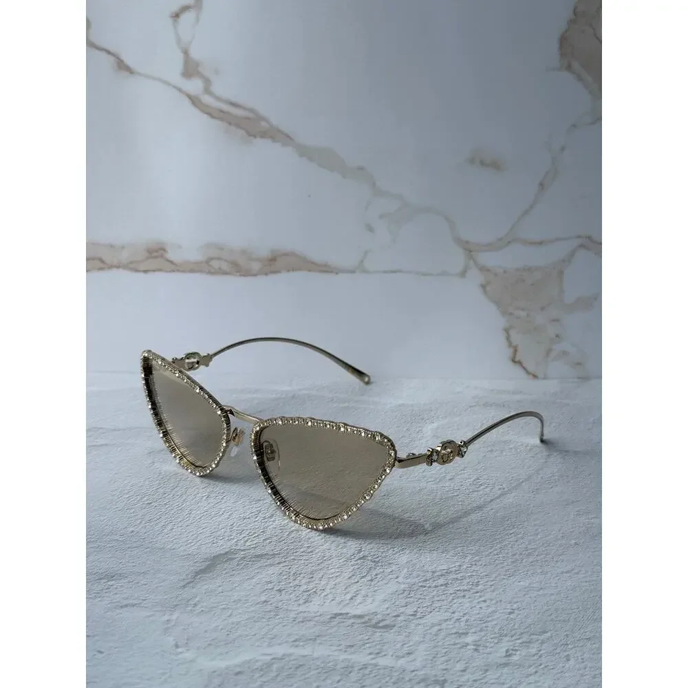 NEW Gucci GG1569S Gold Cat Eye Crystal Sunglasses $1300